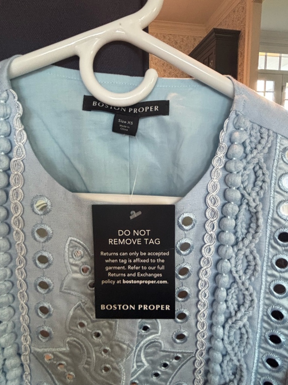 Boston Proper Pale Blue Embroidered Jacket - Picture 3 of 7